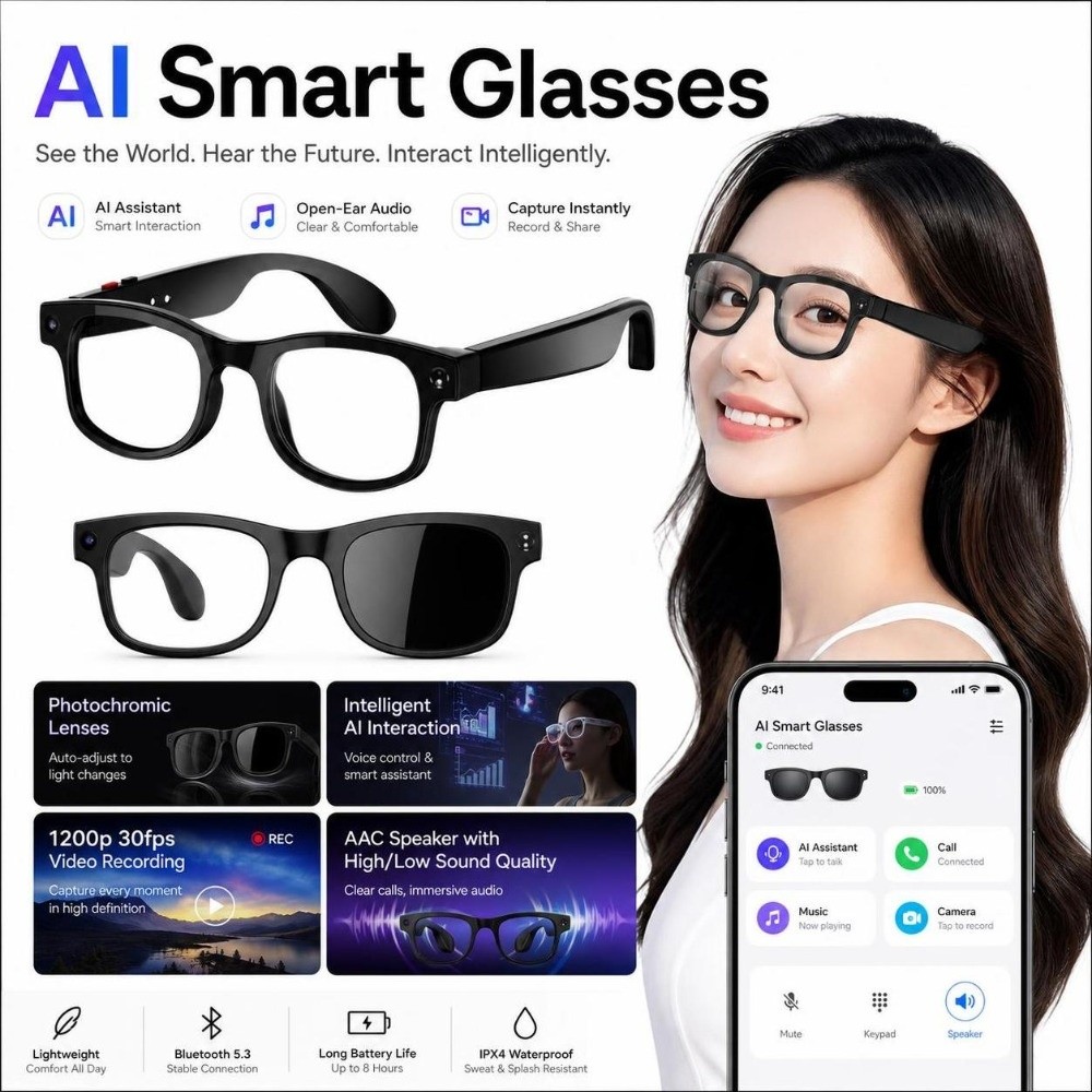 2 in 1 AI Smart Glasses HD Pho - Smart Glasses Lens recension och pris